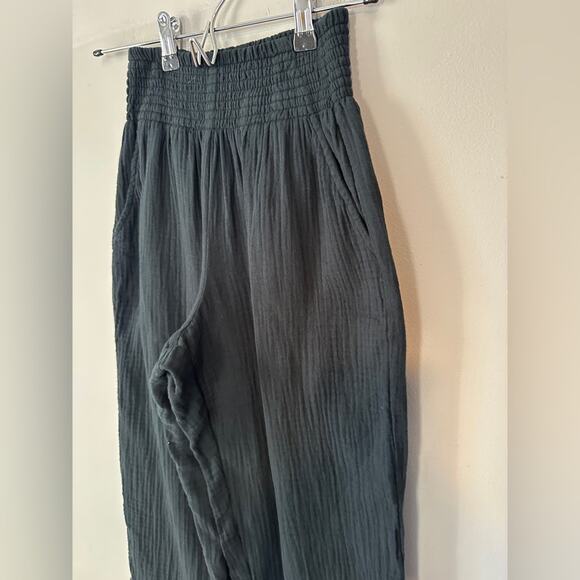 Marine Layer Cali Smocked Waist Double Cloth Pants Black XS - Picture 4 of 12
